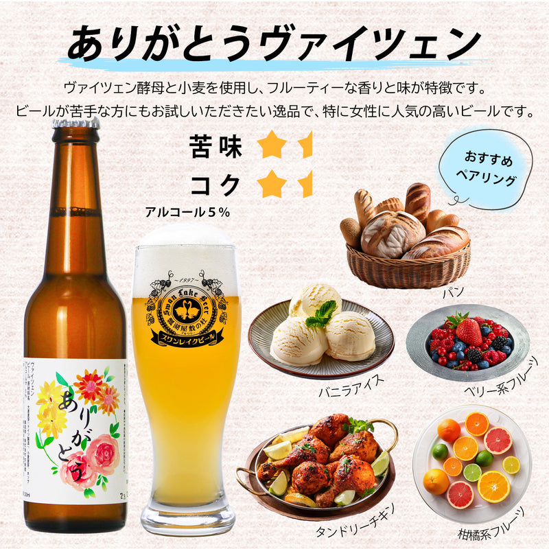 スワンレイクビール ありがとう お楽しみ 飲み比べ 6本 瓶 330ml 詰め合わせ